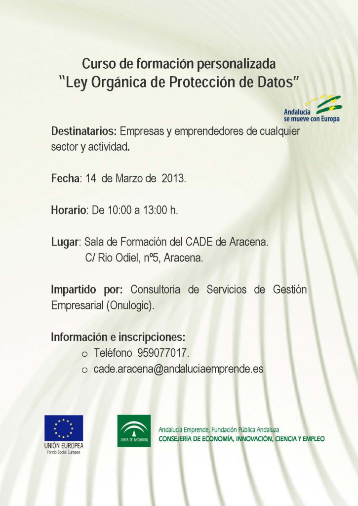 Curso de formación personalizada sobre la Ley Orgánica de Protección de Datos