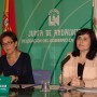 Las delegadas territoriales de Economía, Innovación, Ciencia y Empleo, Adriana Valverde, y de Educación, Cultura y Deporte, Isabel Arévalo.