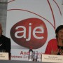 El responsable de AJE en Málaga, Javier Noriega, con la delegada territorial Marta Rueda.