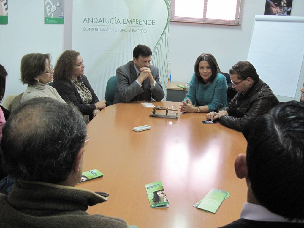 La delegada territorial de Economía y Empleo, Ana Cobo, en el encuentro mantenido hoy en el CADE de Andújar.