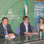 El director general del Instituto de Estudios Cajasol, la delegada de Economía y la jefa del Servicio de Estudios del Instituto Cajasol.