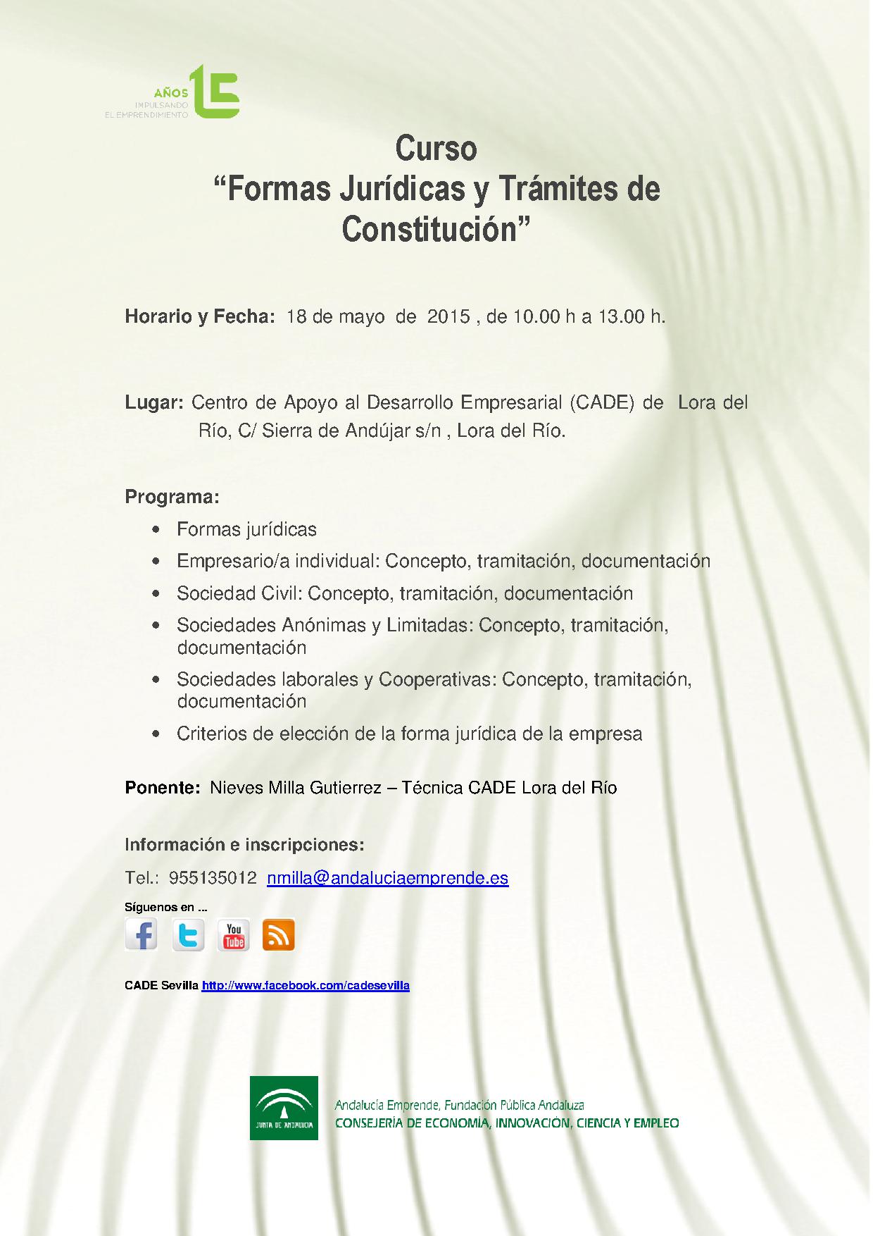 Curso Formas Juridica Y Tramites De Constitucion Andalucia