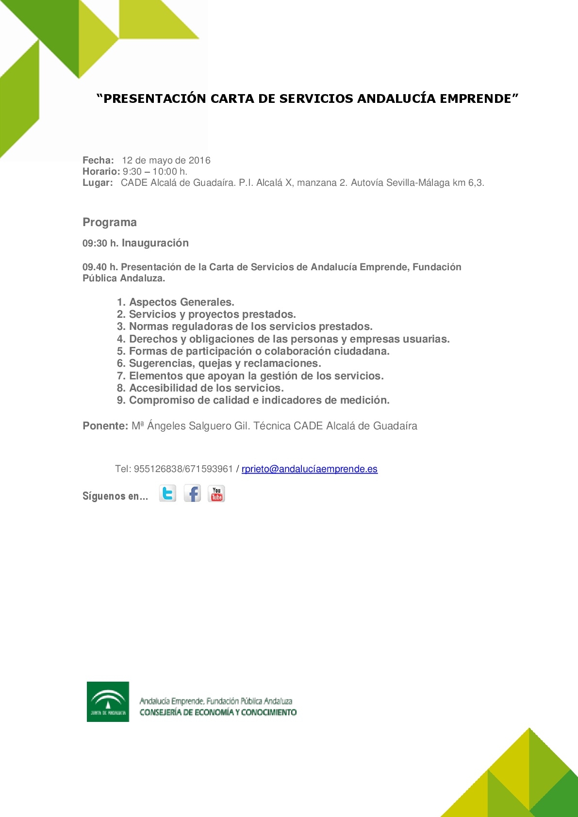 Presentación Carta de Servicios Andalucía Emprende 