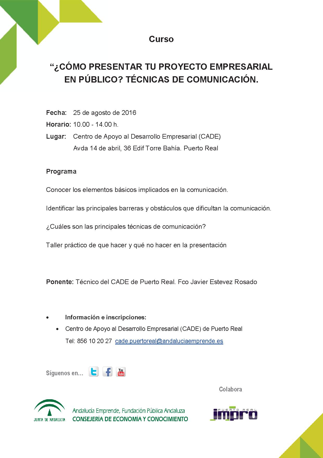 Cómo presentar tu proyecto empresarial en público? Técnicas de comunicación  - Andalucía Emprende, Fundación Pública Andaluza