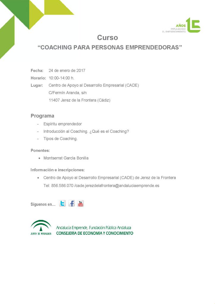 Coaching para personas emprendedoras - Andalucía Emprende 